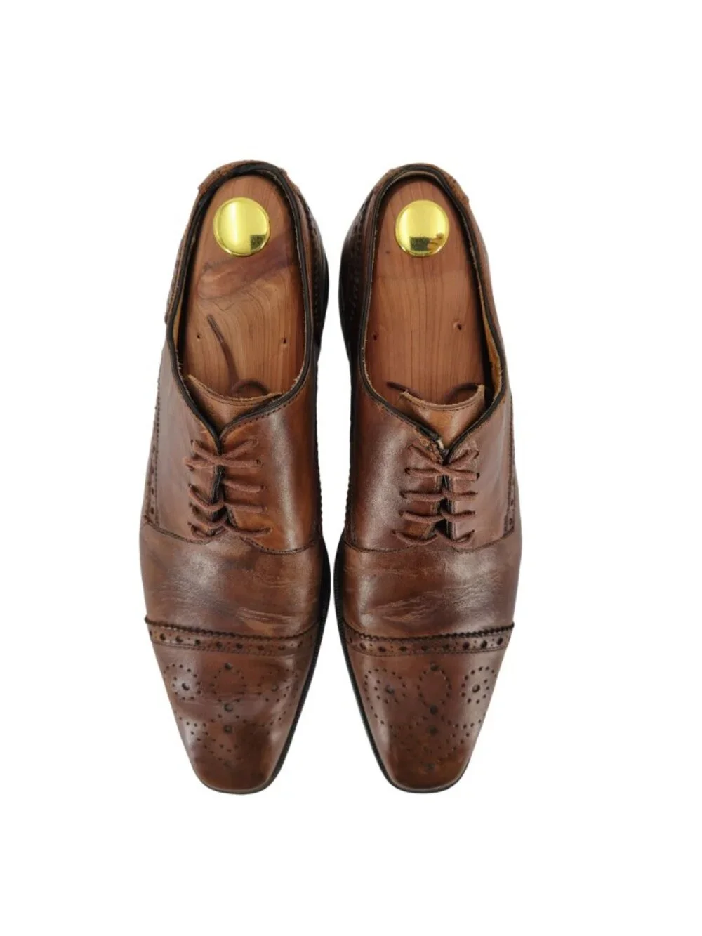 Italy Mercanti Fiorentini Mens Size 9M Distressed Brown Leather Dress Shoes